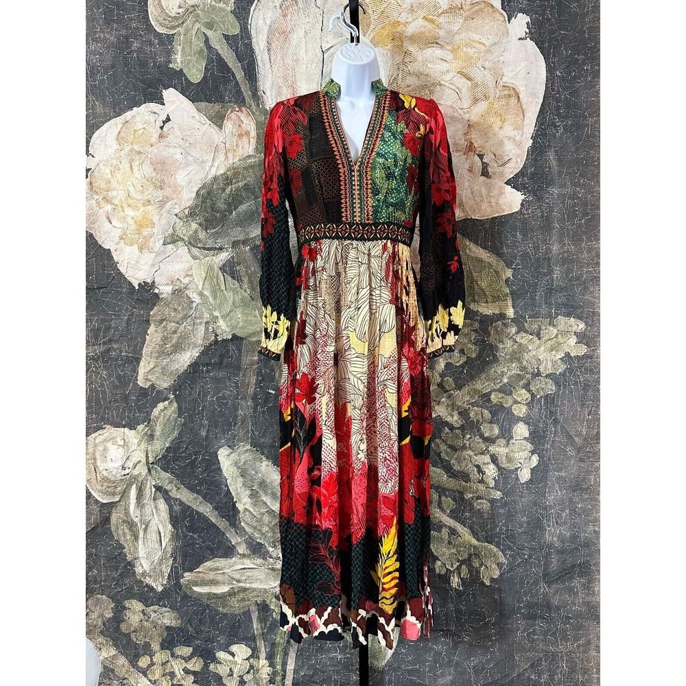New Anthropologie We Select Dresses Bhanuni by Jyoti Patterned Maxi Dress Size 0 - Picture 6 of 9